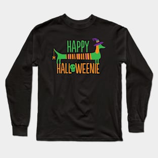 Happy Halloweenie Cute Funny Dachshund Halloween Dog Long Sleeve T-Shirt